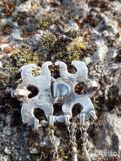 Старинная ременная пряжка серебро