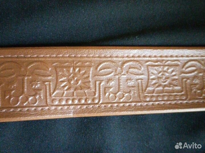 Кожаный ремень с теснением, винтаж, СССР