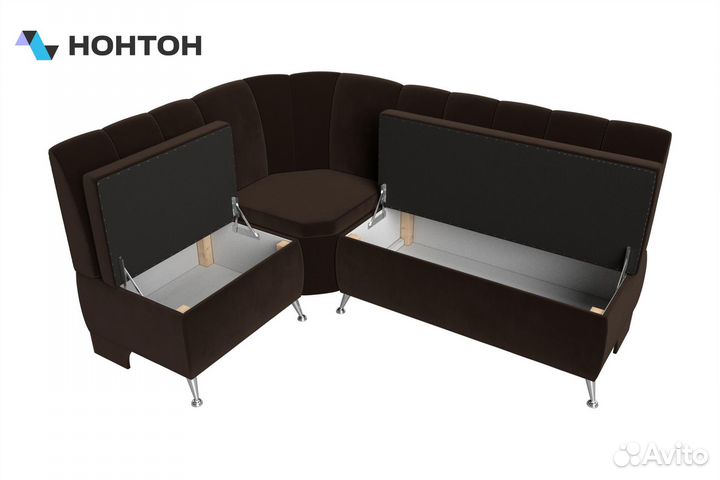 Кухонный угловой диван Кантри микровельвет коричне