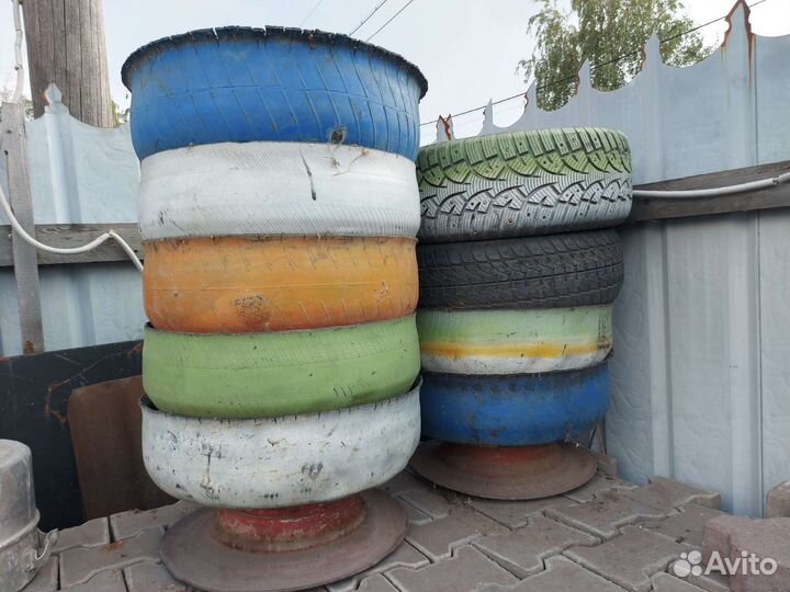 Клумба из покрышек