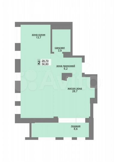 2-к. квартира, 55,2 м², 26/31 эт.