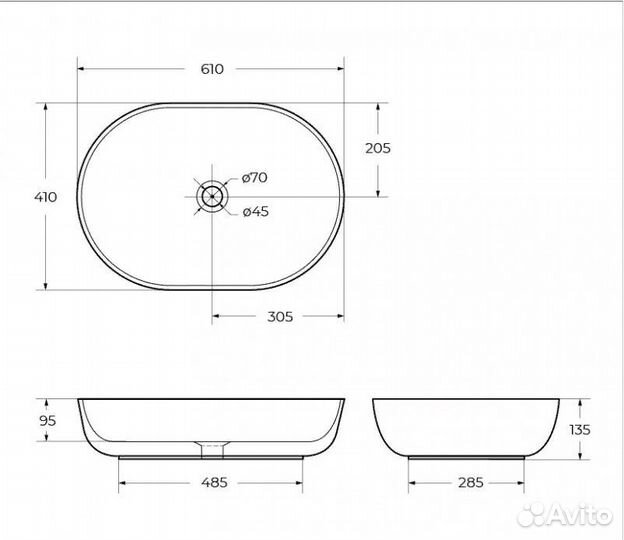 Раковина накладная belbagno BB1348