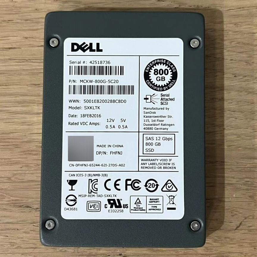 [SXKLTK] Dell 989r8 800gb Sxkltk