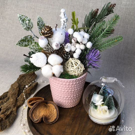 Букет Композиция из декора и сухоцветов в керамике