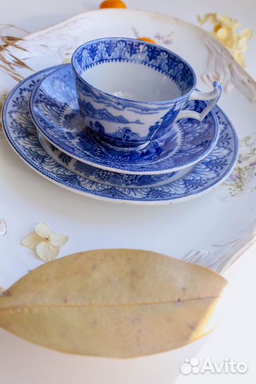 Антикварная чайная кофейная тройка трио Cauldon