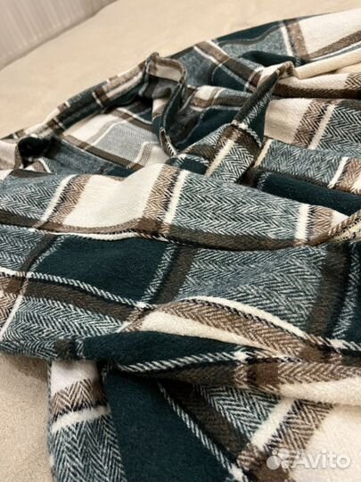 Рубашка теплая зеленая женская с поясом