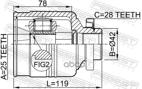 ШРУС внутренний правый 25X42X28 hyundai porter