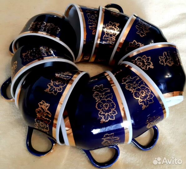 Чайные чашки Глухой кобальт СССР Винтаж