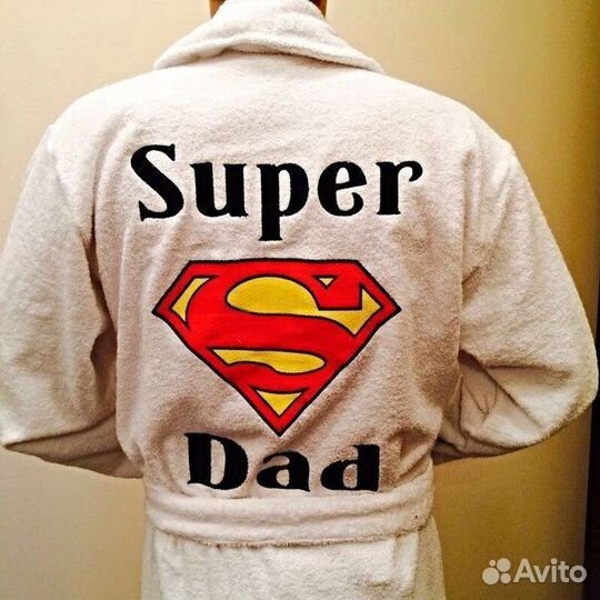 Мужской махровый халат с вышивкой на заказ