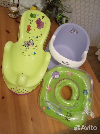 Горка, стульчик, круг для купания малыша