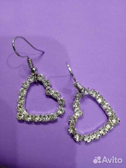 Серьги сердечки бижутерия ручной работы