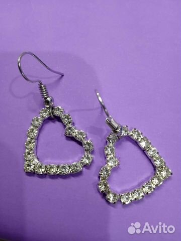 Серьги сердечки бижутерия ручной работы