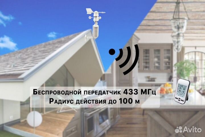 Метеостанция с беспроводным датчиком и ЖК дисплеем