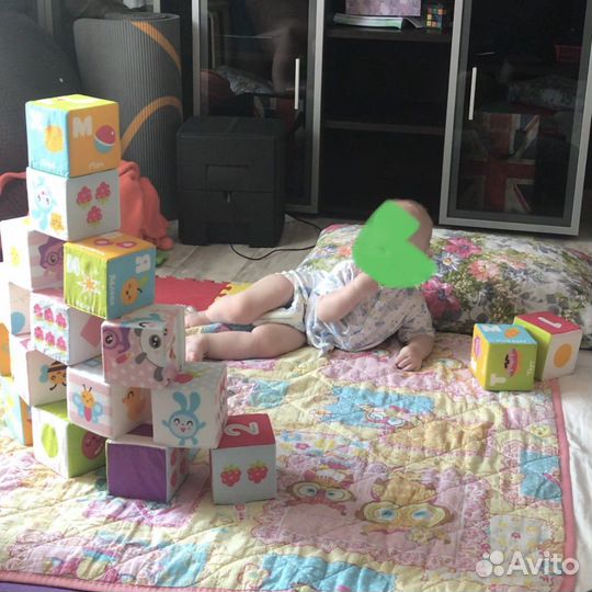 Мягкие бортики для детской кроватки «кубики» 36 шт