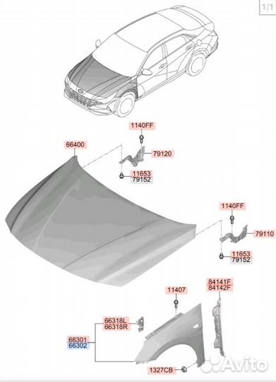 Крыло переднее правое Hyundai Avante CN7 G4FM 2021