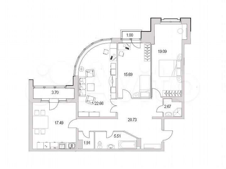 3-к. квартира, 105,7 м², 8/18 эт.