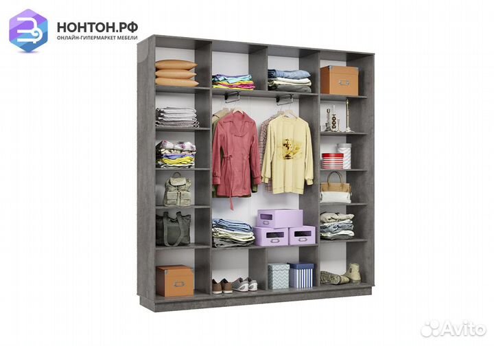 Шкаф-купе трёхдверный Фет бетон