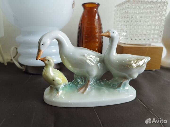 Ночник лампа Кристалл Красный май статуэтка Гуси