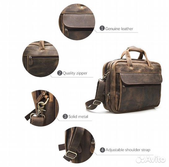 Мужская кожаная сумка, новая