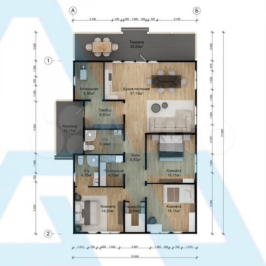 Дом 161 м² на участке 9 сот.