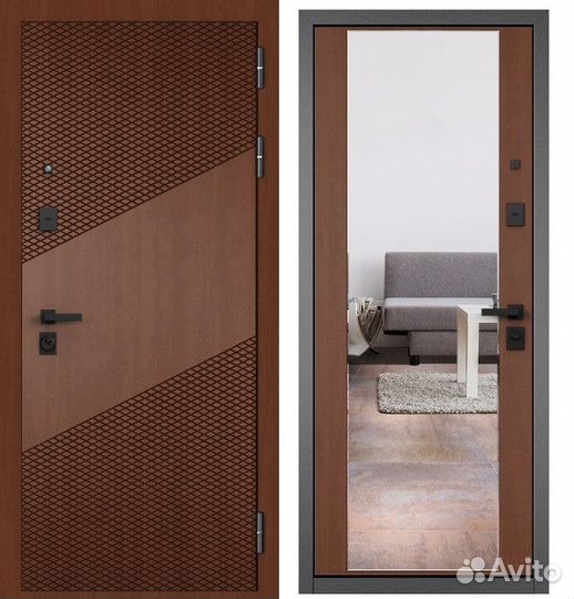 Дверь входная металлическая с зеркалом