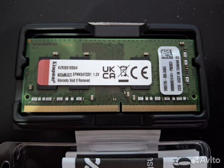 Память Kingston So-dimm Ddr4 KVR26S19S6