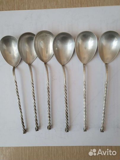 Ложки 6шт. кручёные мельхиор, серебрение набор