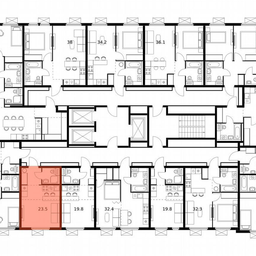 Квартира-студия, 23,5 м², 13/25 эт.