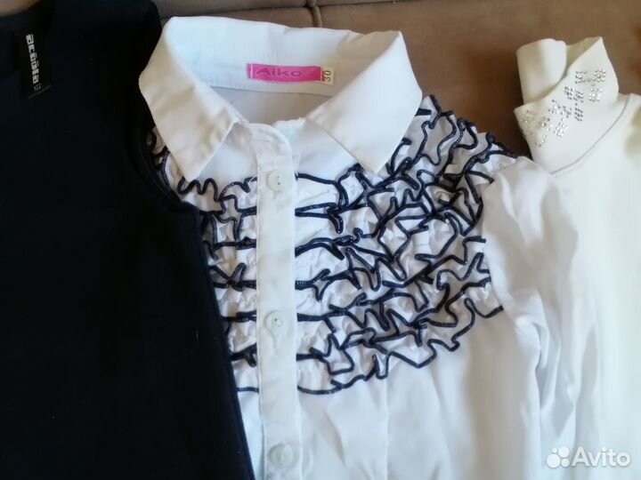 Школьный сарафан акула 122, рубашка и 2 блузки