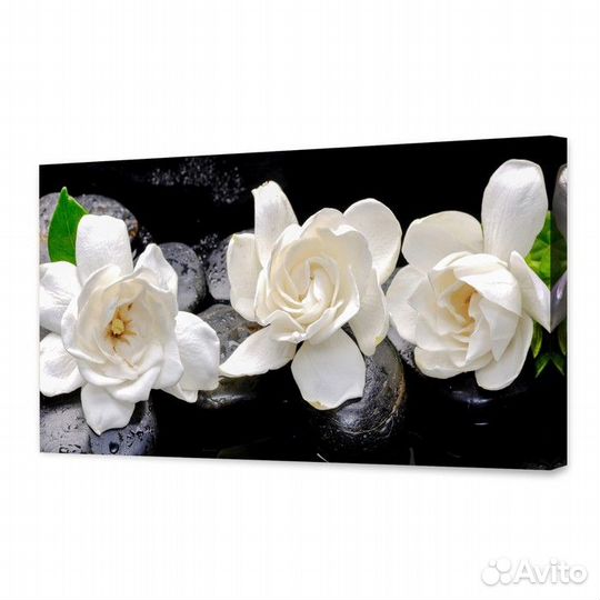 Картина на холсте 'Белые цветы' 50х100 см