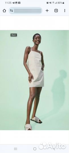 Льняной короткий сарафан 46 48 H&M