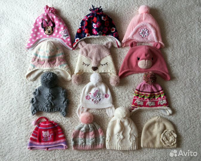 Шапки теплые/демисезон на 6 месяцев - 3 года