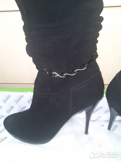 Сапоги 38-39р. Натур.велюр 100