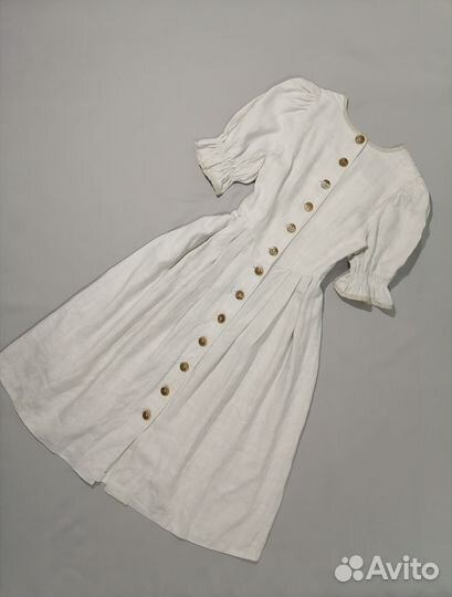 Льняное платье Австрия винтаж с карманами лён