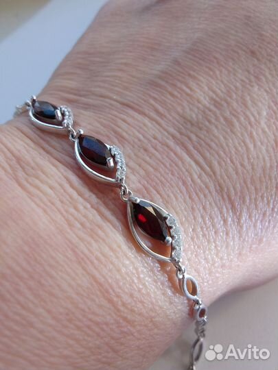 Серебро 925,гранаты, браслет, кольцо
