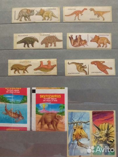 Вкладыши динозавры 90х