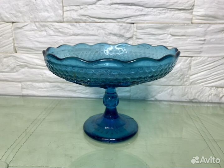 Ваза для фруктов купоросное стекло до 1917 Мальцов