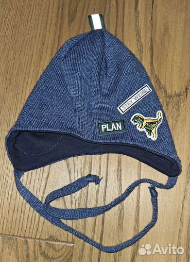 Шерстяная осенняя шапка на завязках 48-50