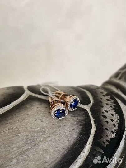 Серьги из золота сапфиры/бриллианты новые