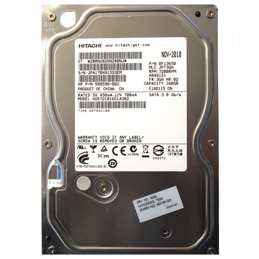 [588596-002] Жесткий Диск Hp 160gb Sata2 3,5" Hdd 588596-002