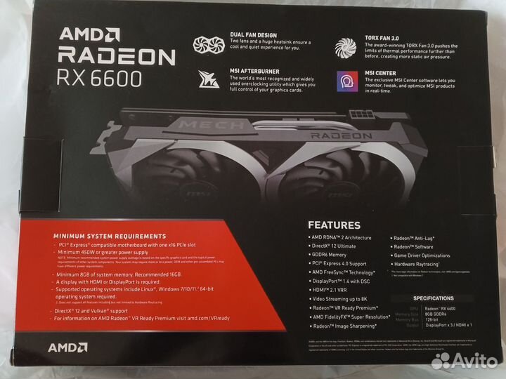 Видеокарта rx 6600 mech 2x