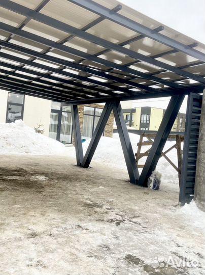 Забор, Откатные ворота, Навес