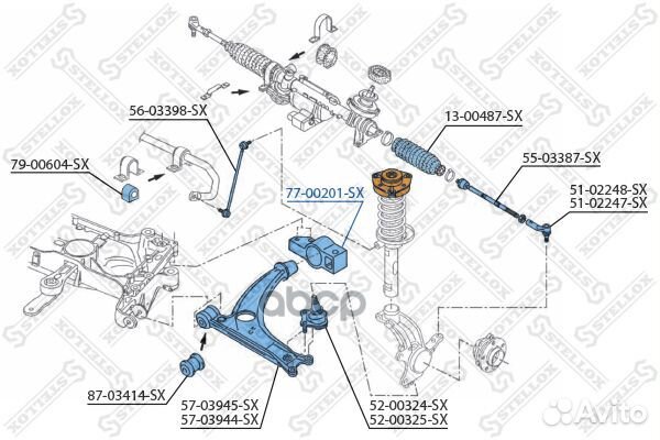 Сайлентблок рычага передн. VW Passat 05 77002