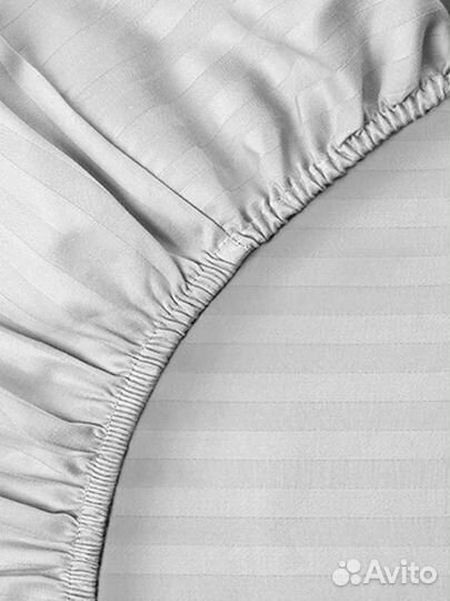 Простынь на резинке из страйп сатина хлопок 100