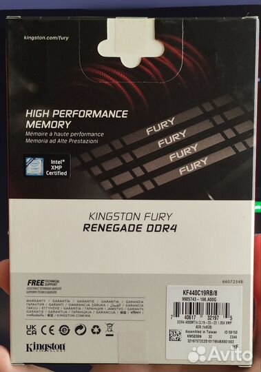 Kingston fury Renegade KF440C19RB/8 8 гб