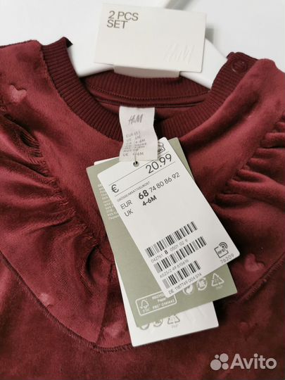 Костюм для девочки H&M, новый, 68, 74