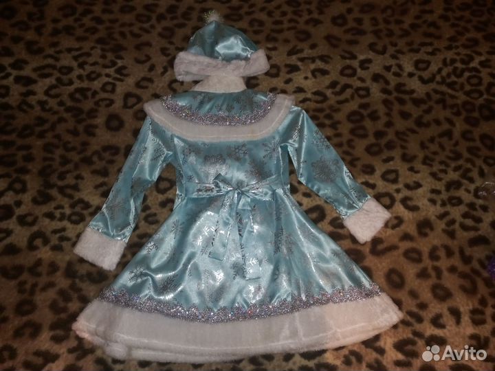 Платье снегурочки на девочку 5-7лет