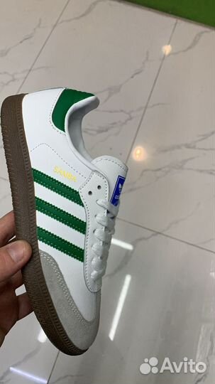 Кеды Adidas samba white&green оригинал