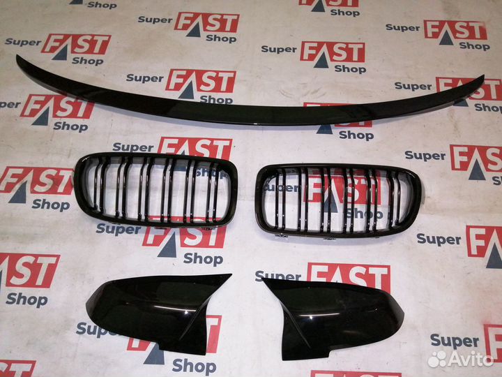 Крышки зеркал+ноздри+спойлер bmw 3 f30