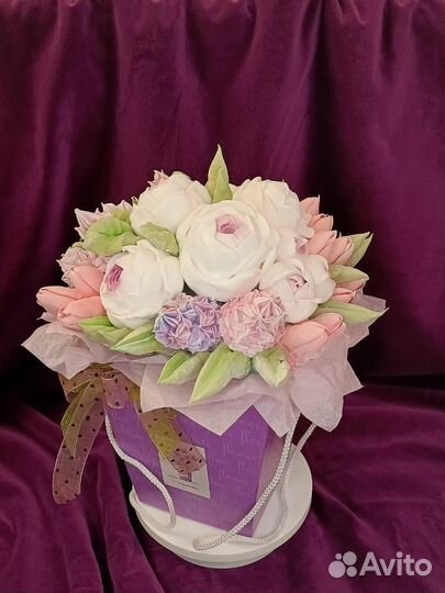 Зефирный букет. Весенние цветы. Подарок